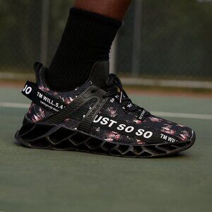 Just So So Sneakers Men 6.5 (37) Red Black Walking Athletic Blade Tennis Shoes